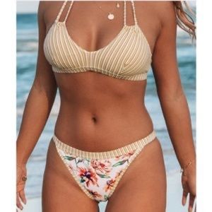 Cupshe Floral and Striped Bikini